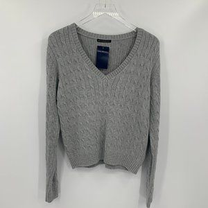 Cable Knit Brandy Melville Grey V Neck Sweater Brandy Melville